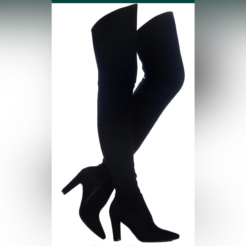 Black Suede Thigh High Boots